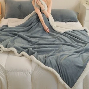 Double-Sided Lambswool Flannel Throw Blanket – Soft All-Season Sofa & Bed Blanket