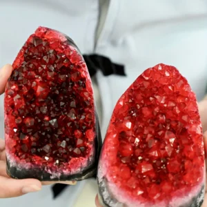 1PC Rare Red Geode Cut Base Cluster - Elegant Home & Office Decor,  Unique Geological Gift Idea,Crystal Crafts