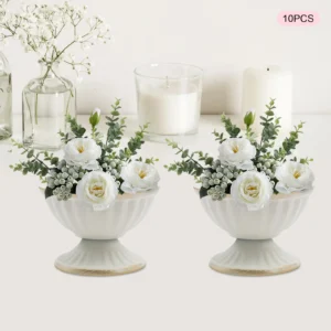 10 PCS Metal Vase White/Bright Golden Iron Vase Flower Pot Flower Arrangement Container Home Vessel Ornament Wedding Flower Vase
