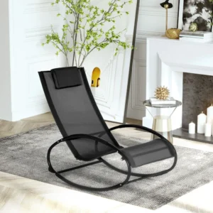 Patio Lounger Rocking Chair w/ Zero Gravity Seat Pillow Armrest
