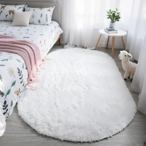 Fluffy Oval Plush Carpet Extra Soft Rug For Living Room Sofa Area Bedroom Non-Slip Shaggy Floor Mat Home Decor Kids Bedside Rug